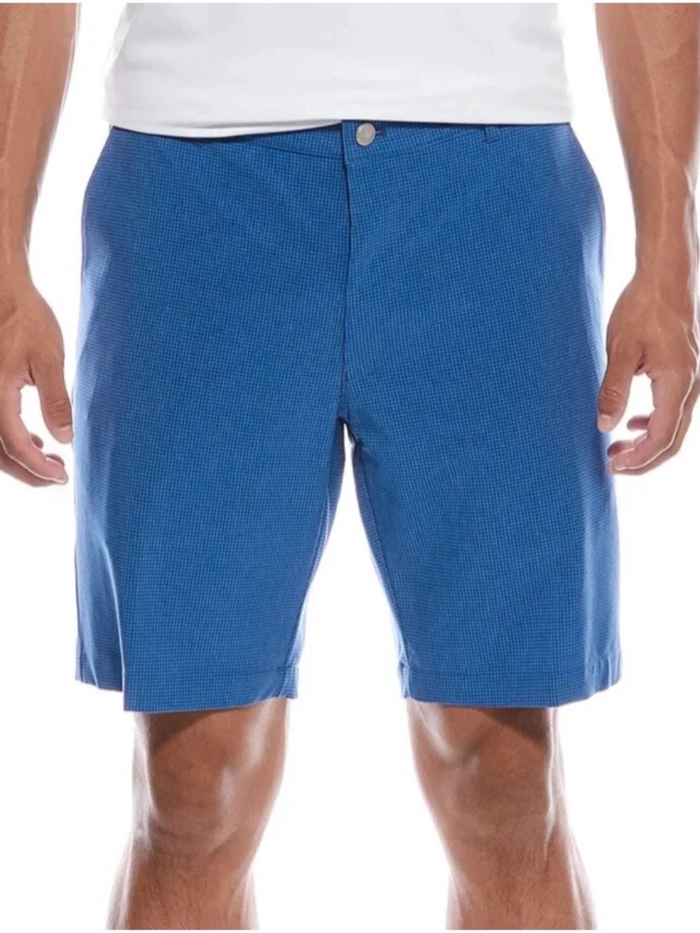 Men Peter Millar Shackleford Gingham Perf 9" Ins Short Sailor Blue